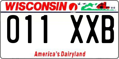 WI license plate 011XXB