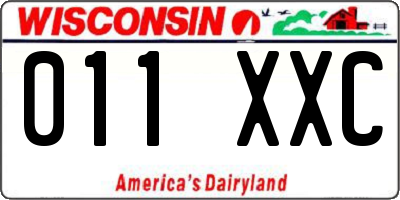 WI license plate 011XXC