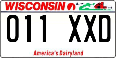 WI license plate 011XXD