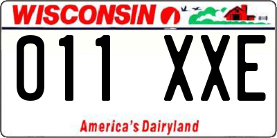 WI license plate 011XXE