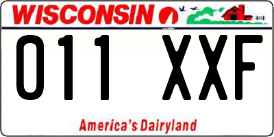 WI license plate 011XXF