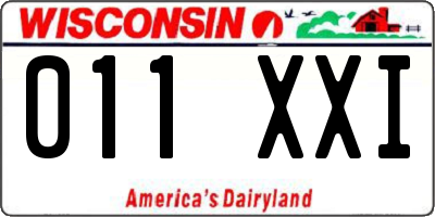 WI license plate 011XXI