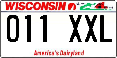 WI license plate 011XXL