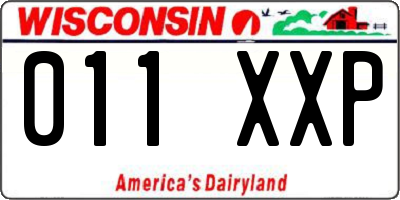 WI license plate 011XXP