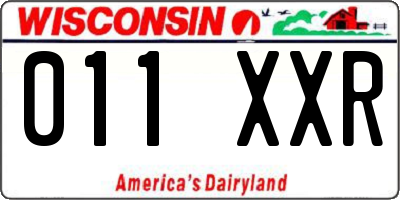 WI license plate 011XXR