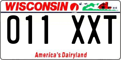 WI license plate 011XXT