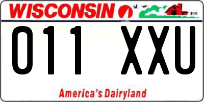 WI license plate 011XXU