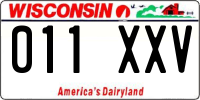 WI license plate 011XXV