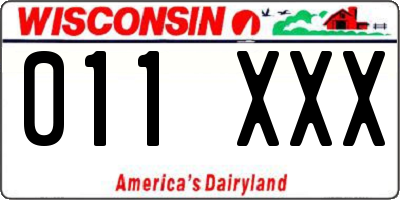 WI license plate 011XXX