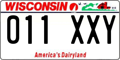 WI license plate 011XXY