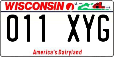 WI license plate 011XYG