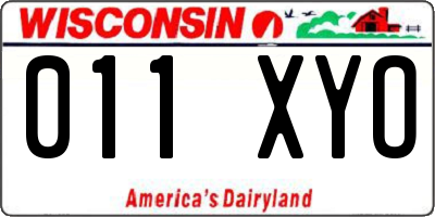 WI license plate 011XYO