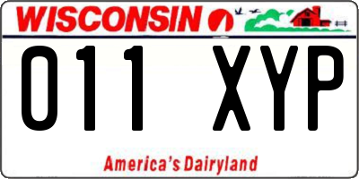 WI license plate 011XYP