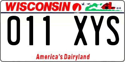 WI license plate 011XYS