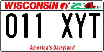 WI license plate 011XYT