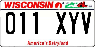 WI license plate 011XYV