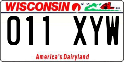 WI license plate 011XYW