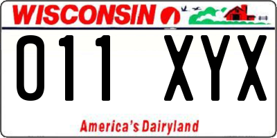 WI license plate 011XYX