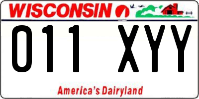 WI license plate 011XYY