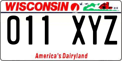 WI license plate 011XYZ