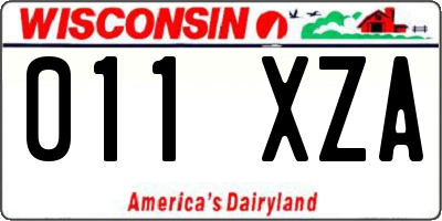 WI license plate 011XZA
