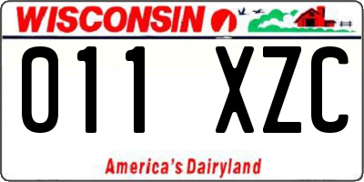 WI license plate 011XZC