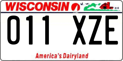 WI license plate 011XZE