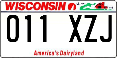 WI license plate 011XZJ