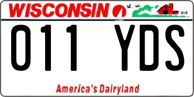 WI license plate 011YDS