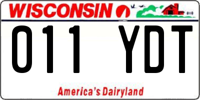 WI license plate 011YDT
