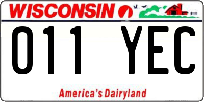 WI license plate 011YEC