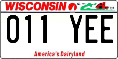WI license plate 011YEE