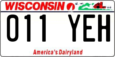 WI license plate 011YEH
