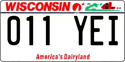 WI license plate 011YEI