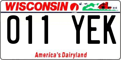 WI license plate 011YEK