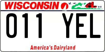 WI license plate 011YEL