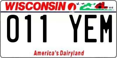 WI license plate 011YEM