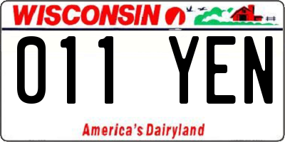 WI license plate 011YEN
