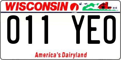 WI license plate 011YEO