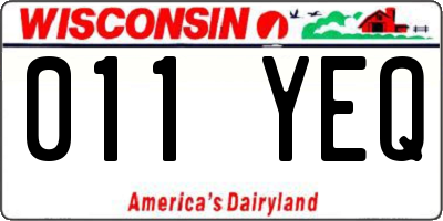 WI license plate 011YEQ