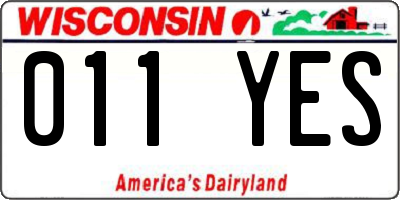 WI license plate 011YES