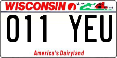 WI license plate 011YEU
