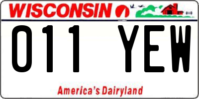 WI license plate 011YEW