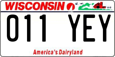 WI license plate 011YEY