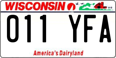 WI license plate 011YFA