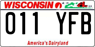 WI license plate 011YFB