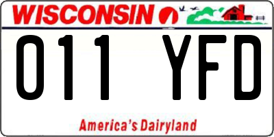 WI license plate 011YFD