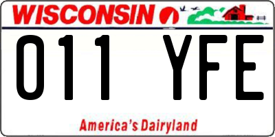WI license plate 011YFE