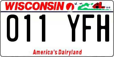 WI license plate 011YFH