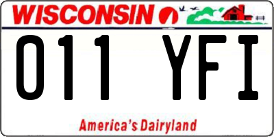 WI license plate 011YFI